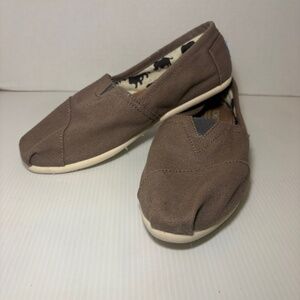TOMS Women's Alpargata Slip-On Shoes Beige/Brown Canvas Comfort Casual US W7